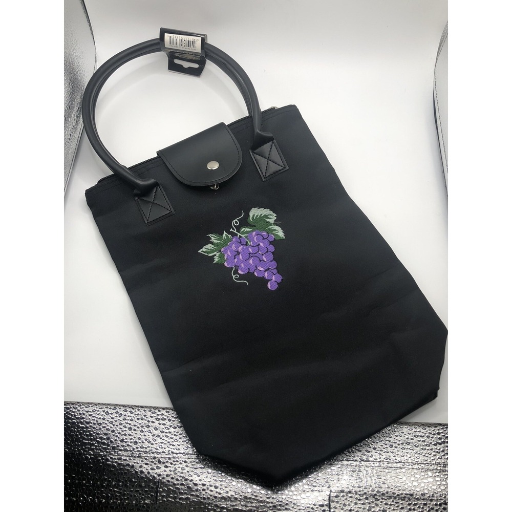 Wine Bottle Bag, Two Wine Bottle Holding Bag With Grape Bunch Embroidered